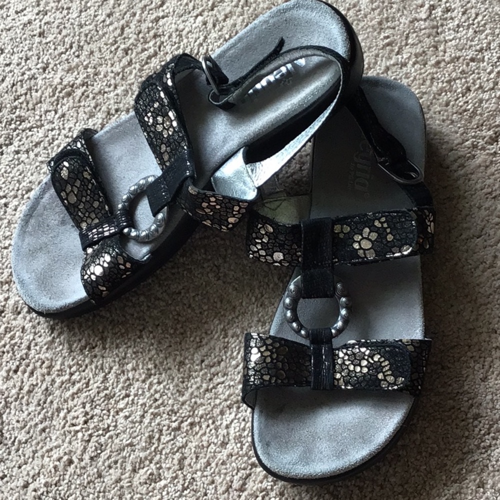Alegria Black and Silver Sandals